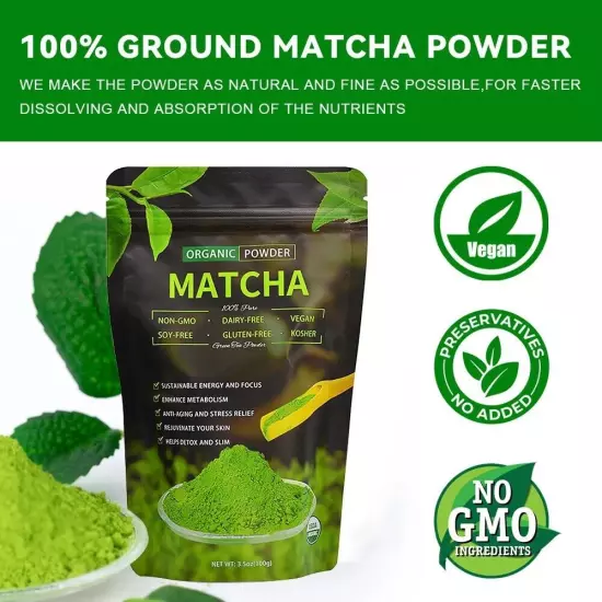 100% Organic & Natural Green Tea Powder Pure Slim Japanese Matcha Tea 3.5oz