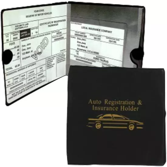 Essential Car Auto Insurance Registration Black Document Wallet Holders 2 Pack