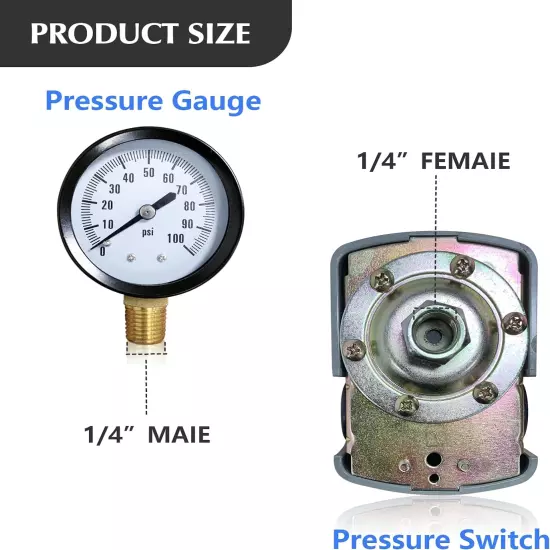 Pressure Tank Tee - 40-60Psi Water Pressure Tank Installation Kit with Well Pres