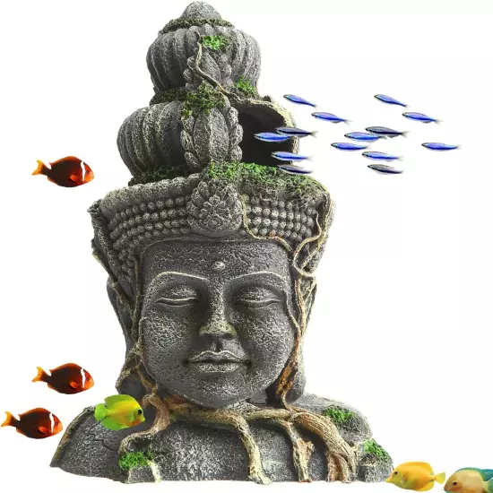 Aquarium Decorations Large Zen Buddha Head Sculpture Ornament Large Fish Tank 