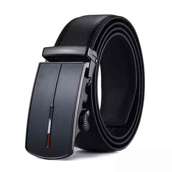 Luxury Men's Real Leather Belt Automatic Buckle Ratchet Waist Strap Jeans Dress