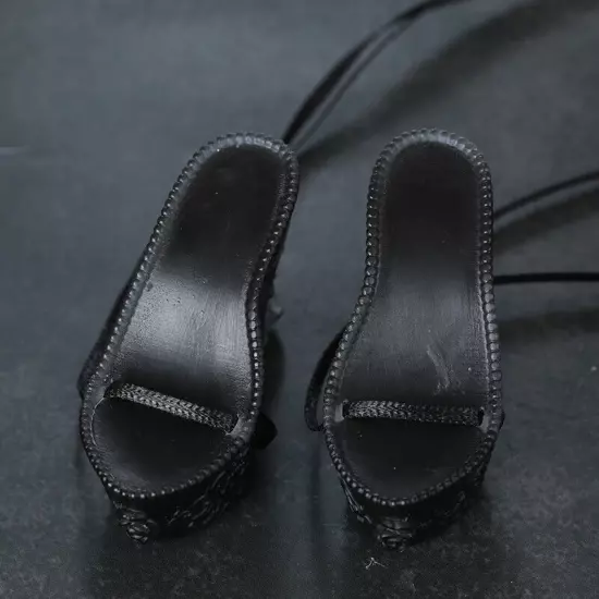 High Heels Boots Black Shoes Ribbons Crystal Sole Sandals 1/4 BJD SD Doll Shoes