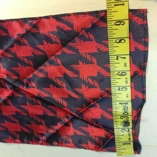 Hankie Scarf Houndstooth 80s VINTAGE red handkerchief ROYAL Blue LARGE PRINT 