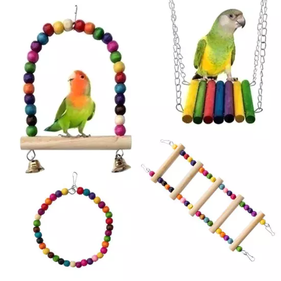 Parrot Bird Toy Cage Bird Toys Set Toy Bird Cage Parrot Accessorie s Toys O0V9