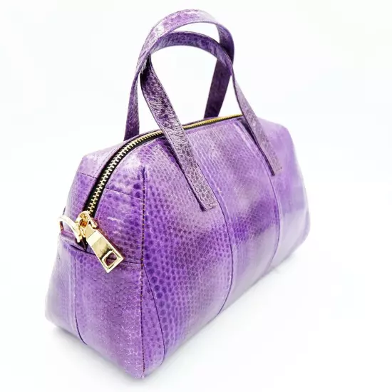 New Purple Genuine Sea Snake Leather Skin Women Shoulder Handbag Purse.