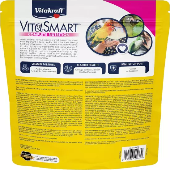 Vitakraft Vita Smart Gourmet Conure Food - Vitamin-Fortified - Daily Pet Bird Fo