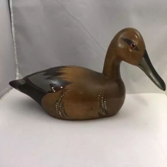 Vintage Hand Painted Wooden Duck Decoy 14" Figurine Mallard