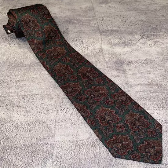 Vintage Brooks Brothers Maker 100% All Silk Paisley Geometric Tie Necktie USA