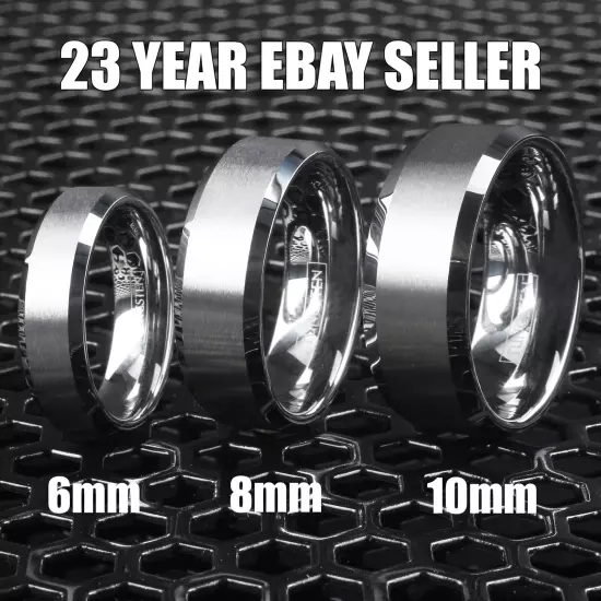 Tungsten Carbide Wedding Band Ring Brushed Silver Mens Jewelry Size 5-15 + Half