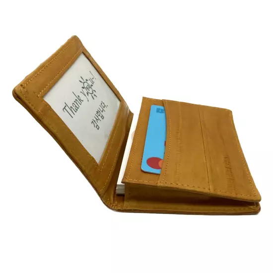 Genuine Eel Skin Leather Business Card ID Wallet Credit Card Case