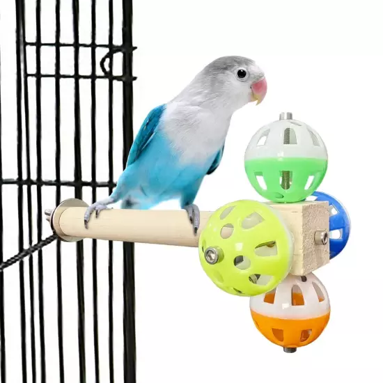 PINVNBY Bird Perch Stand Toy with Rotating Balls, Parakeet Perch Toy Bird cag...