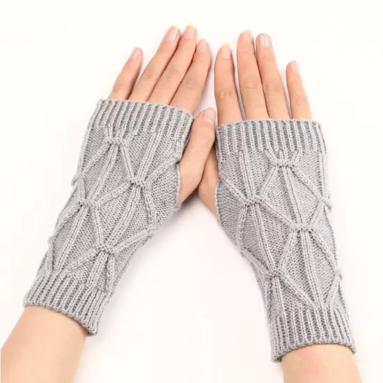 1Pair Fingerless Arm Warm Winter Knitted Gloves Hand Long Warmer Mittens Unisex