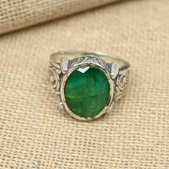 Green Onyx Gemstone Men's Ring 925 Sterling Silver Statement Ring All Size B6