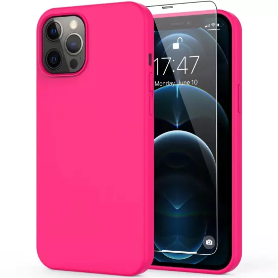 Compatible with iPhone 12 Pro Max Case with Screen Protector,Soft Silicone Ge...