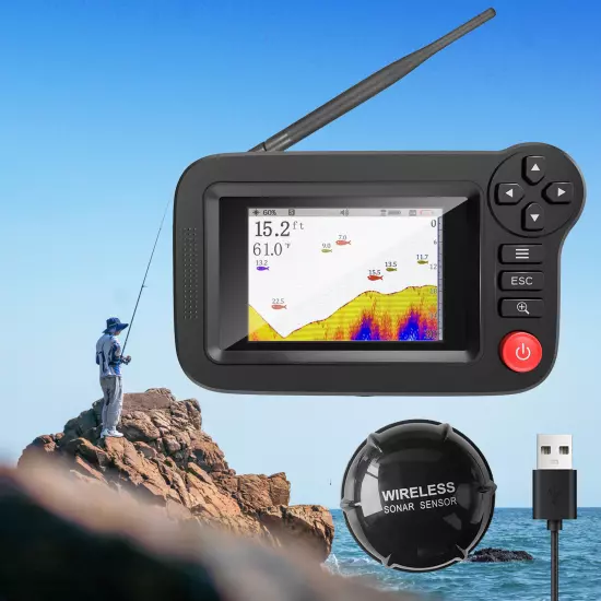 Underwater Depth Sounder With Fishing Detector 3.5" Wireless Sonar Fish Finder