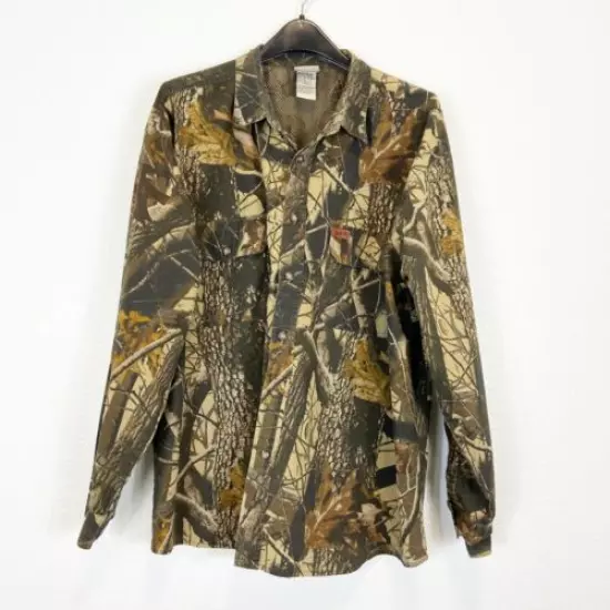 Woolrich RealTree Hardwoods Men's Size XXL Camo Vented Long Sleeve Button Up Hun