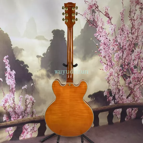 Customized ES335 Semi-hollow Electric Guitar Flame maple top HH pickup in stock