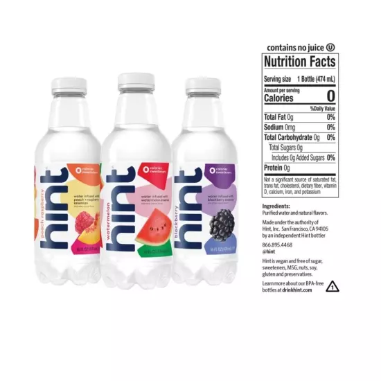 Hint Flavored Water Variety Pack (16 fl. oz., 18 pk.)