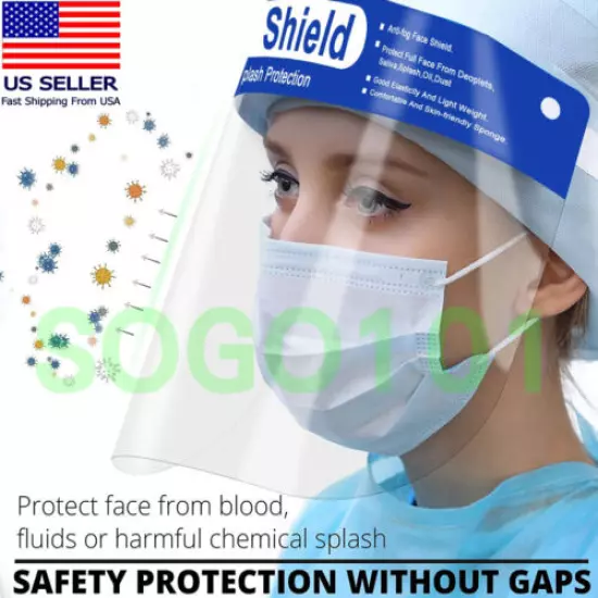 30 PCS ADULT Full Face Shield Reusable Protection Cover Face Eye Cashier Helmet