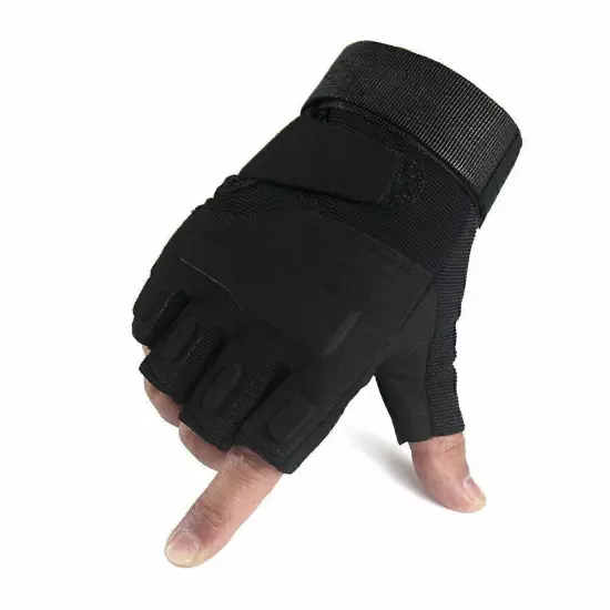 Half Finger Tactical Rubber Gloves Paintball Fingerless Cycling Shooting