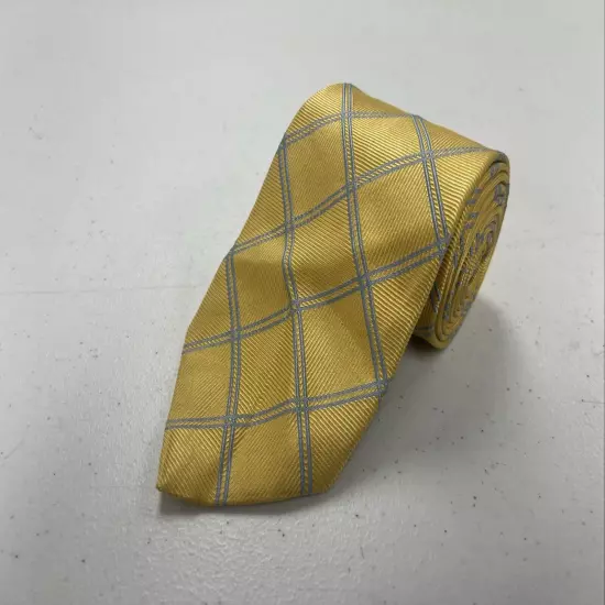 Thomas Pink Men's Yellow Argyle Silk Neck Tie $195