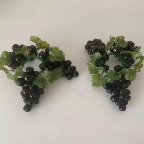 Wine Bottle Toppers Plastic Grapes Set of 2. Mid Century Vintage