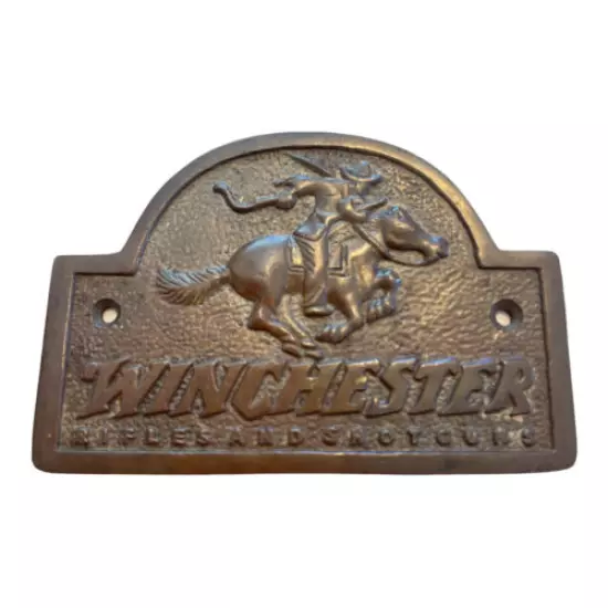 Winchester Rifles & Shotguns Bronze Gun & Ammo Box, Safe, Wall Plaque Plate Sign