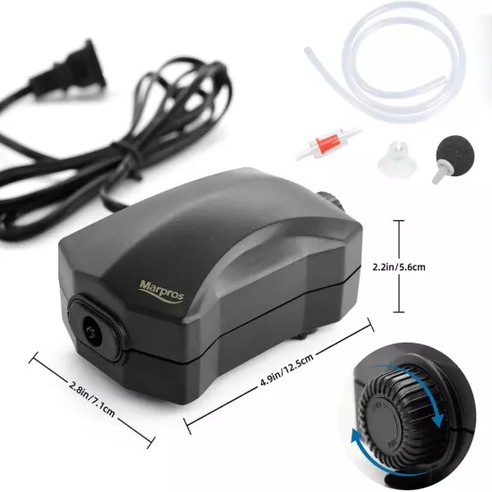 Aquarium Air Pump,Air Pump for Fish Tank Air Bubbler 1 Outlet,Adjustable Air ...