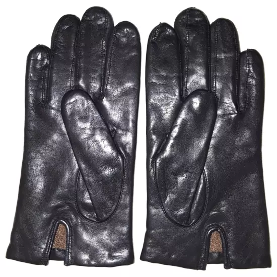 Isotoner cashmere-lined black leather gloves womens size 7.5