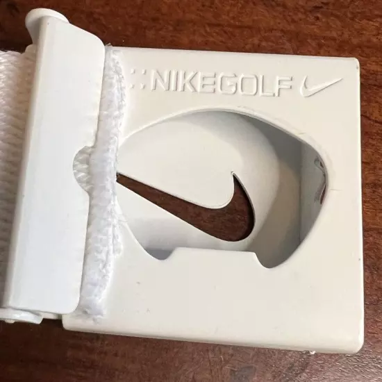 Nike Golf Web Belt White Mens 36” White Buckle Bottle Opener 1 1/2" Fabric