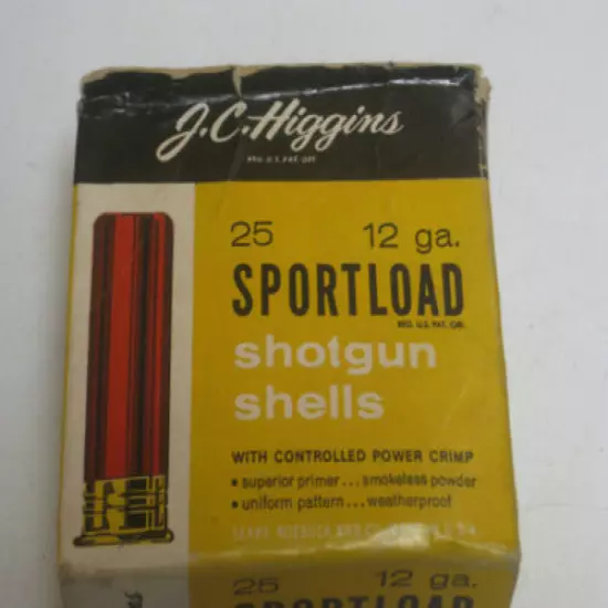 JC Higgins Shotgun Shell Box - Empty (25) 12 ga. Sears Roebuck and Co Vintage 