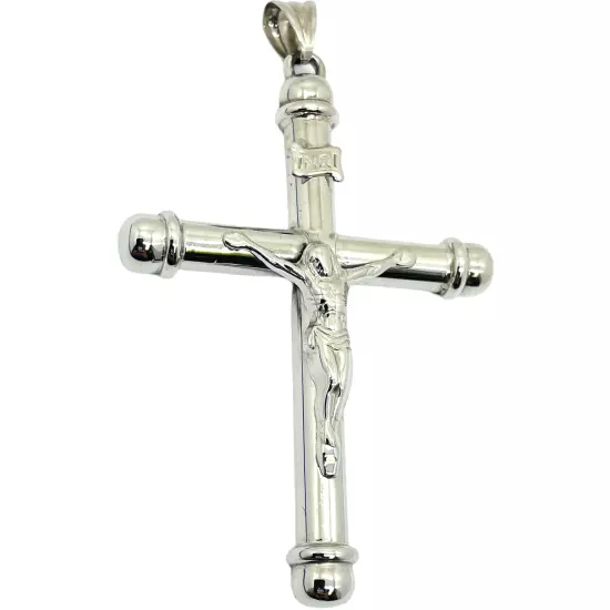 14k White Gold Large Hollow Crucifix Cross Pendant 8.46 grams LA0742