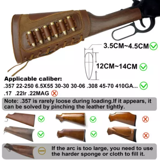 Brown 1 Set Leather Rifle Sling + Gun Buttstock For .30-06 , .45-70 .44-40 .44