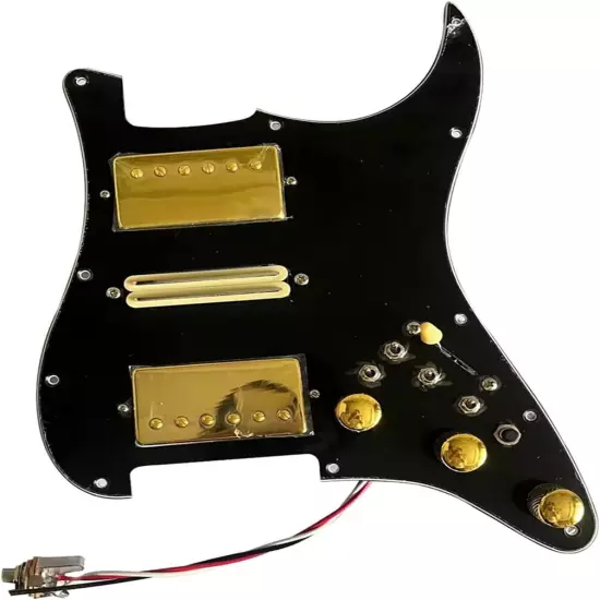 11-Holes Prewired Loaded Pickguard with Gold HSH Alnico V Pickups