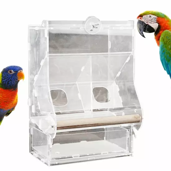 Acrylic Transparent Automatic Bird Feeder Parrots Canary Cockatiel Pet Supplies