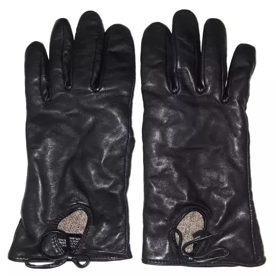 Gates cashmere-lined black leather gloves womens size M