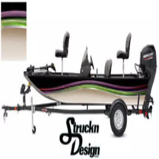 Abstract Lines Curves Modern Graphic Fishing Vinyl Bass Fish Decal Boat Wrap Kit