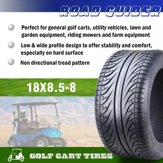 ROADGUIDER 18x8.5-8 Golf Cart ATV Tires 4 Ply 18x8.5x8 -Set 2-14039