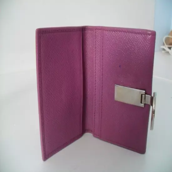 BVLGARI Card Wallet Stunning Purple Italian Calf Leather Business Card Exc Cond