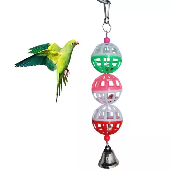 Colorful Pet Bird Chew Cage Toy for Parrot with Bells