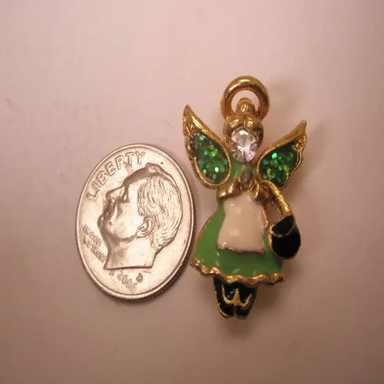 Rhinestone & Enamel Angel Vintage Tie Tack Lapel Pin christian worship