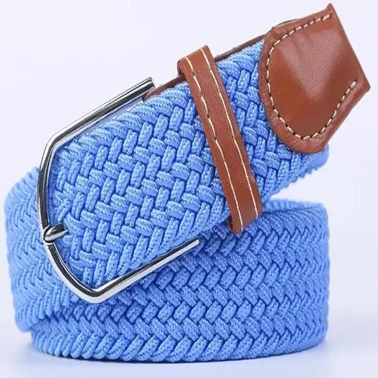 Mens Womens Belt Unisex Braided Elastic Stretch Fabric Enduring Woven Many Sizes