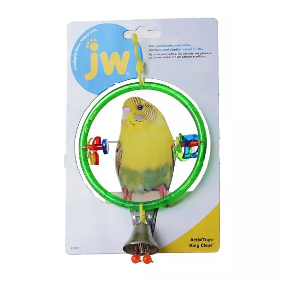 JW Pet Activitoy Ring Clear Brightly Colored Hanging Ring Bird Toy - 3 Pack