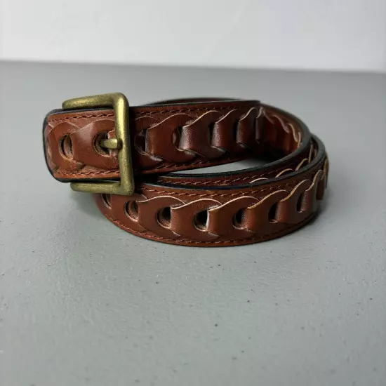 Dockers Men's Brown Leather Dress Belt Fully Adjustable Size 40 Cognac