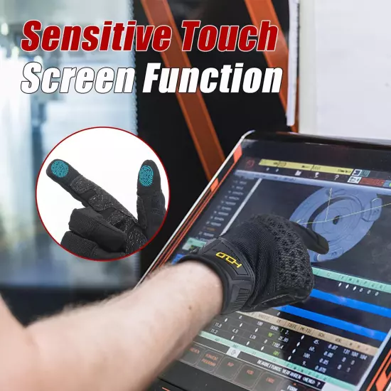 Mens Work Gloves Touch Screen, Utility Mechanic Gloves, Flexible Breathable Fit-