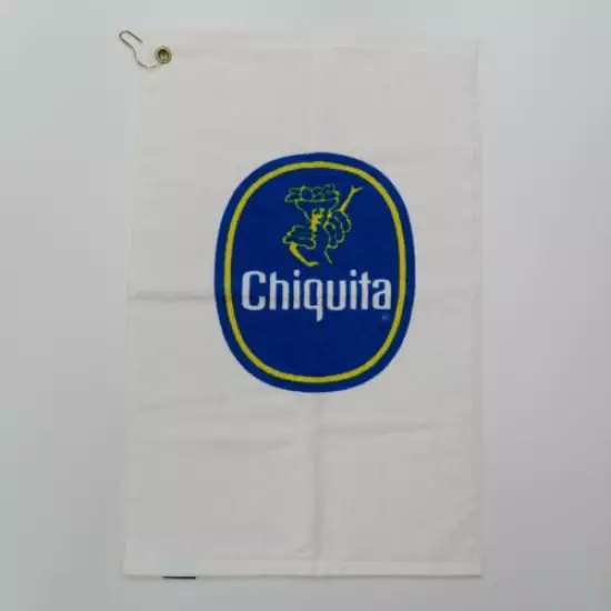 The Links Collection 1888 Mills Chiquita Banana Golf Towel White Logo Print Clip