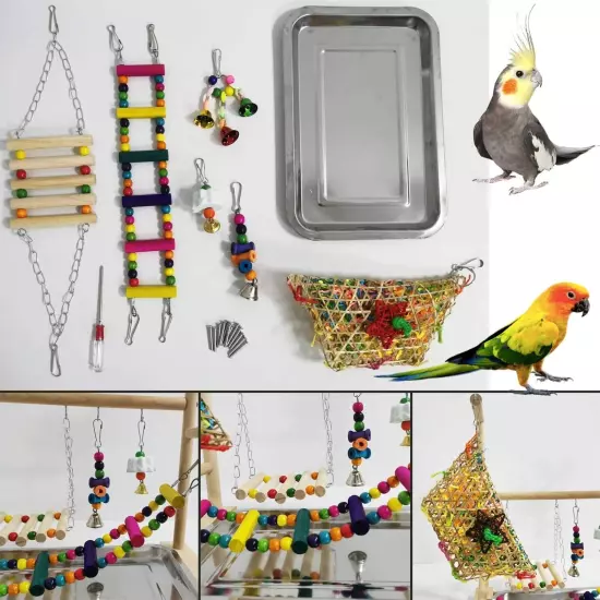 kathson Parrot Playstand Bird Playground Conures Play Stand Wood Perch Gym Pl...