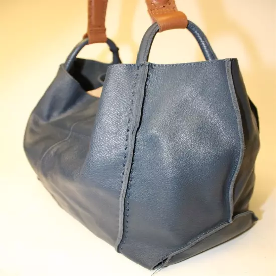 The Sak Los Feliz Large Tote Bag NWD Indigo Blue Unlined Leather Shoulder Purse