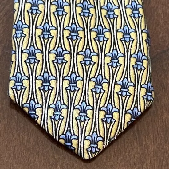 Beaufort Tie Rack Gold Blue 100% Silk Men’s Neck Tie Made In Italy