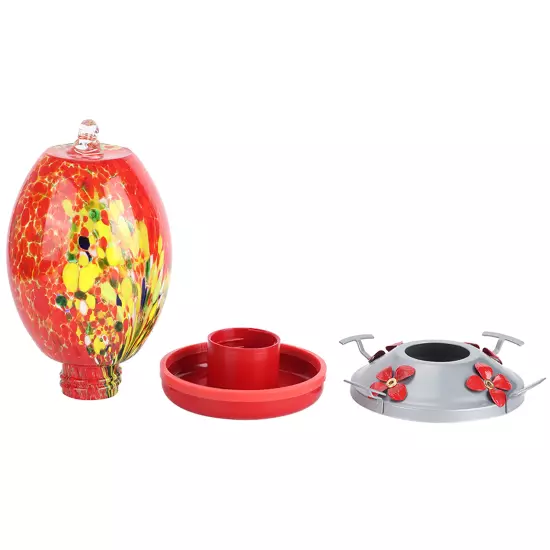 Q1)Hummingbirds Water Feeder Colorful Painting Glass Bird Feeding Tool For